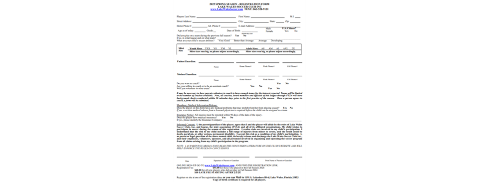 2025 Registration Form